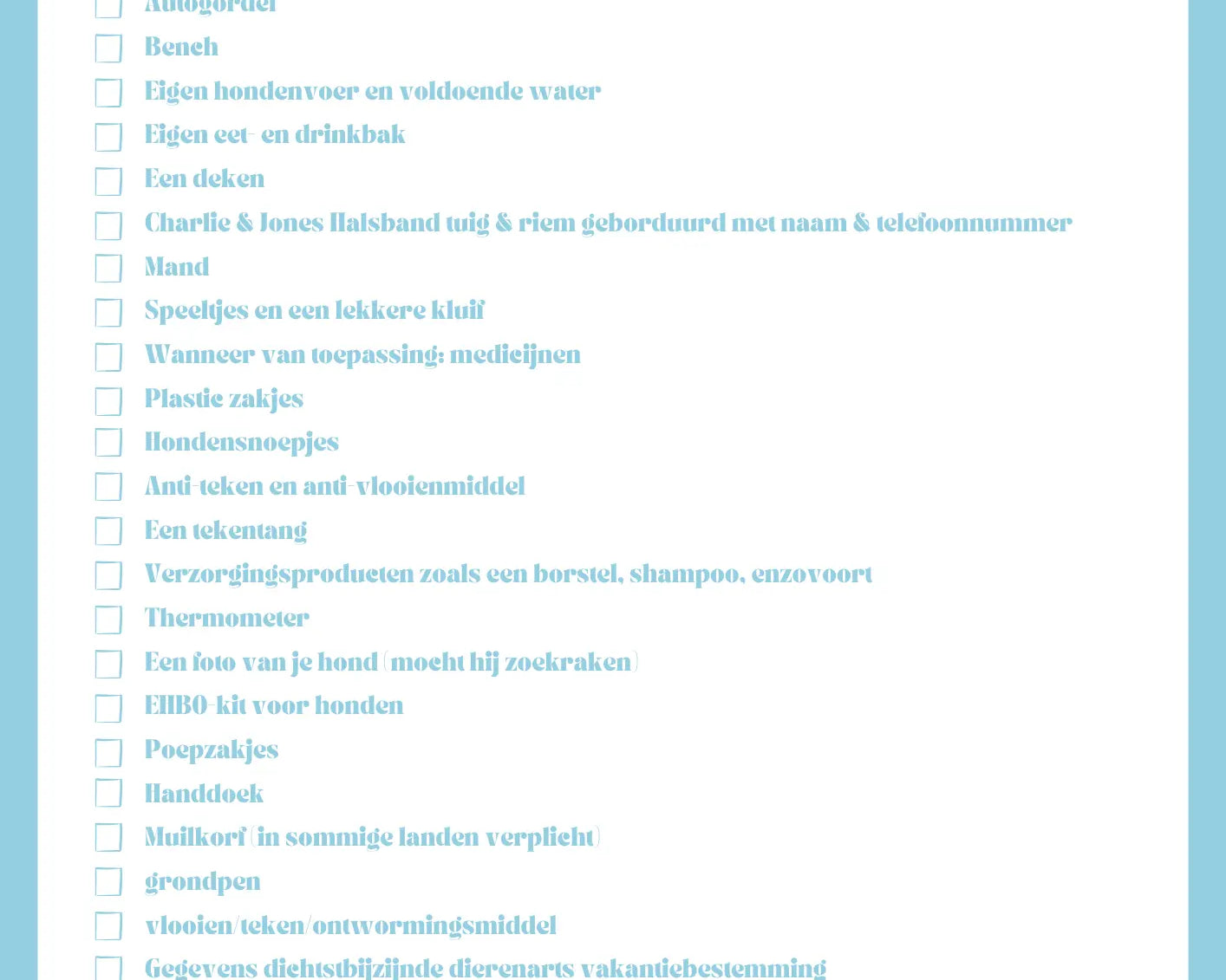 Hondenvakantie Check-list
