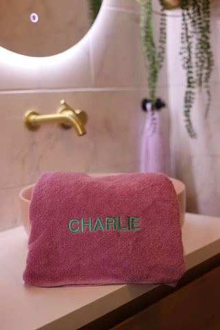 Raspberry towel with name