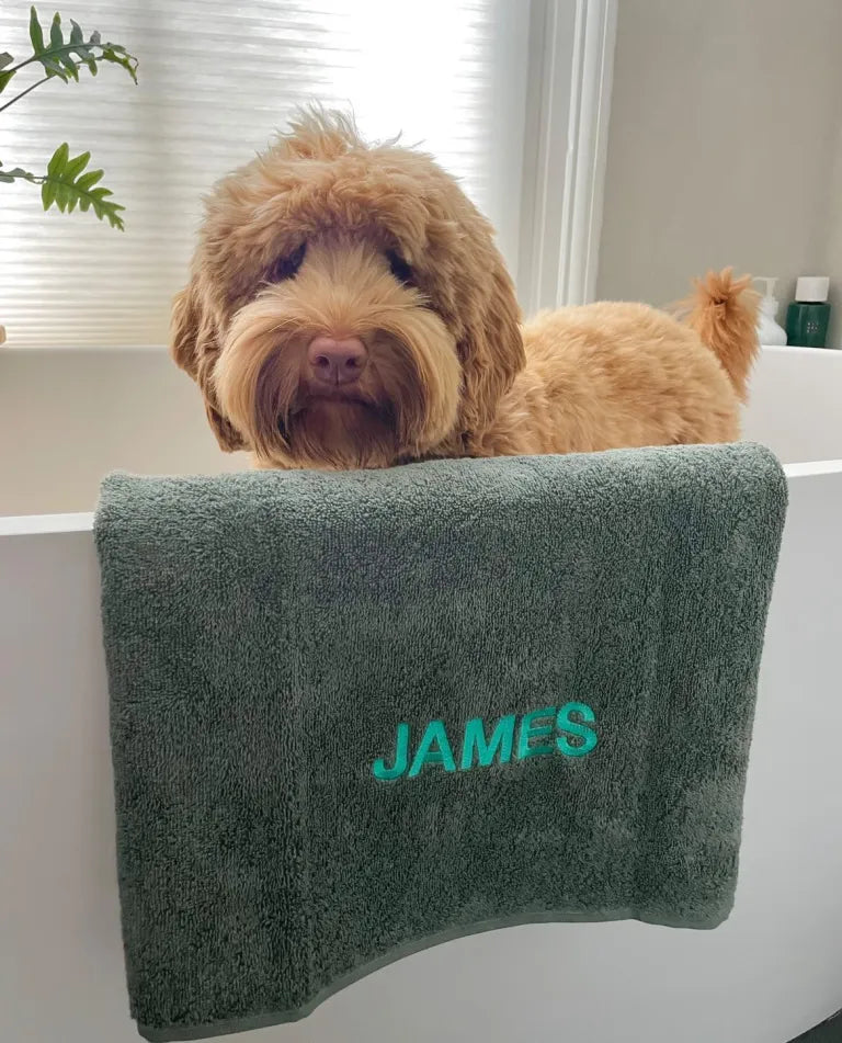 Olive towel with name