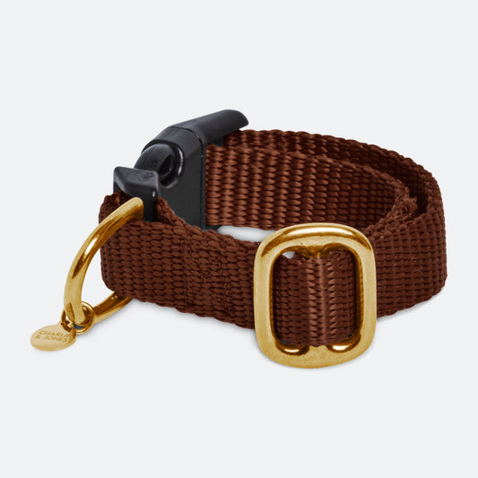 Puppy halsband met naam brown
