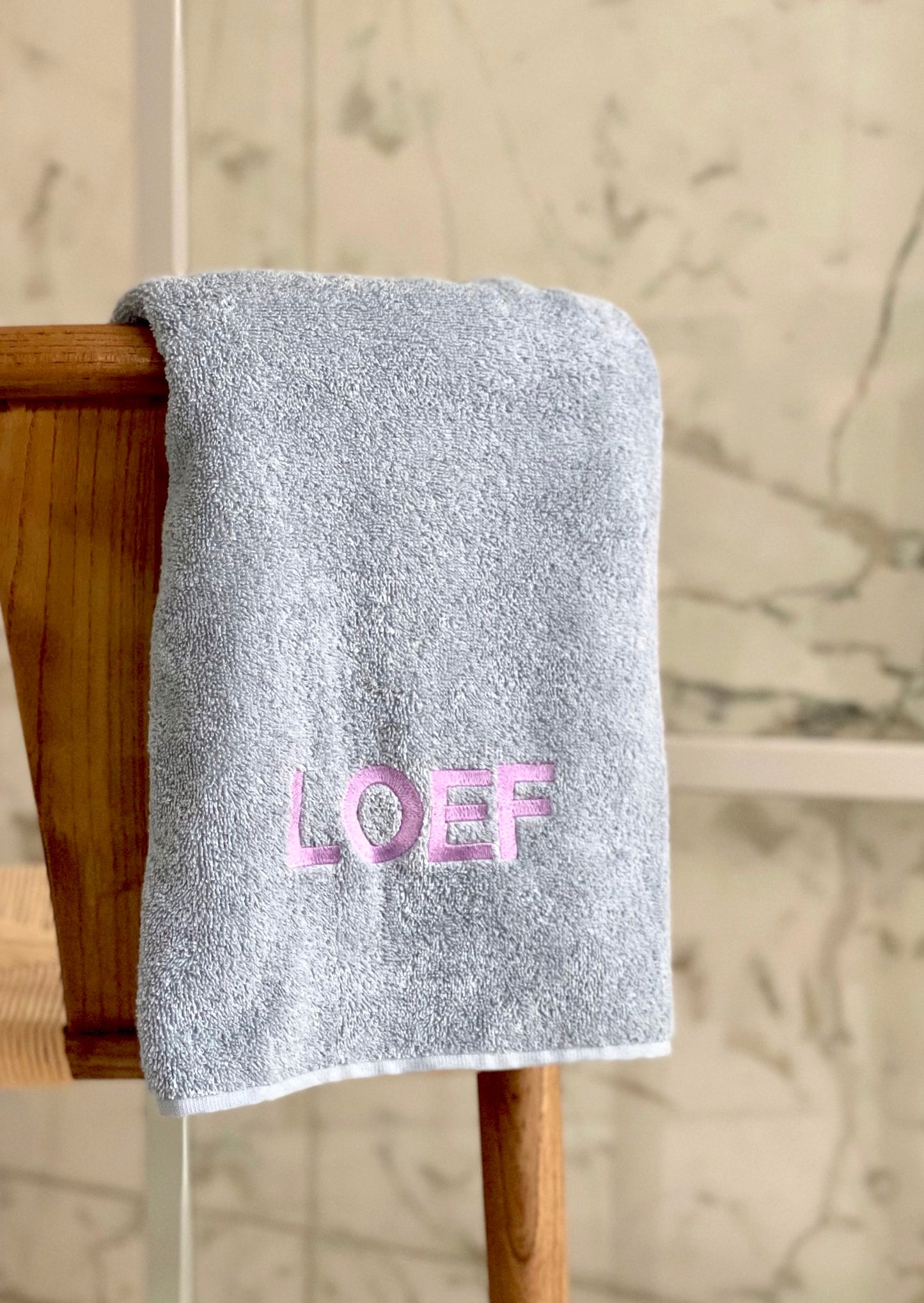 Baby blue towel with name